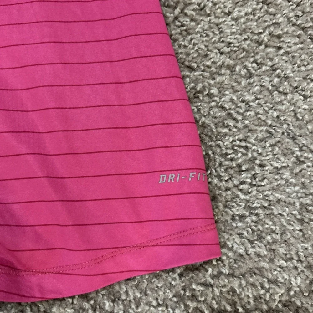 Nike Pro Shirt Womens Medium Pink Yellow 1/2 Zip Long Sleeve Thumb Hole Dri-Fit